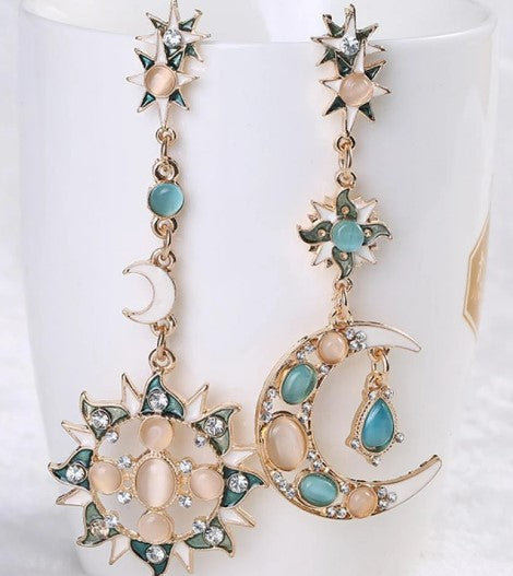 Sun and Moon Drop Earrings