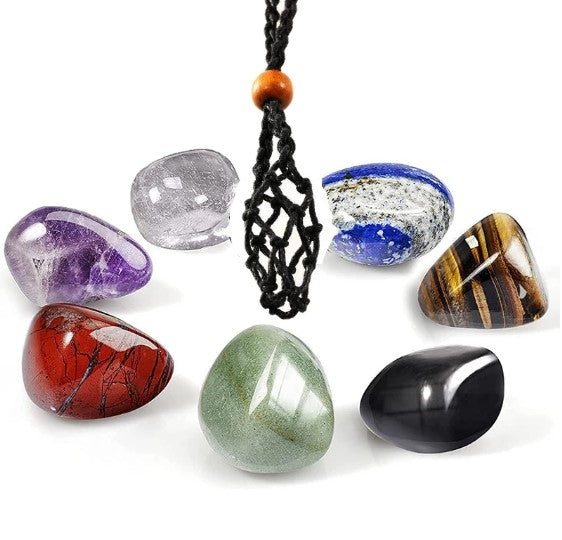 Seven Chakra Crystal Set (Black Necklace)